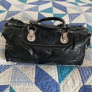 Sold-Gucci Snow Glam Black Leather Satchel